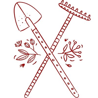 shovel and rake gardening tools icon