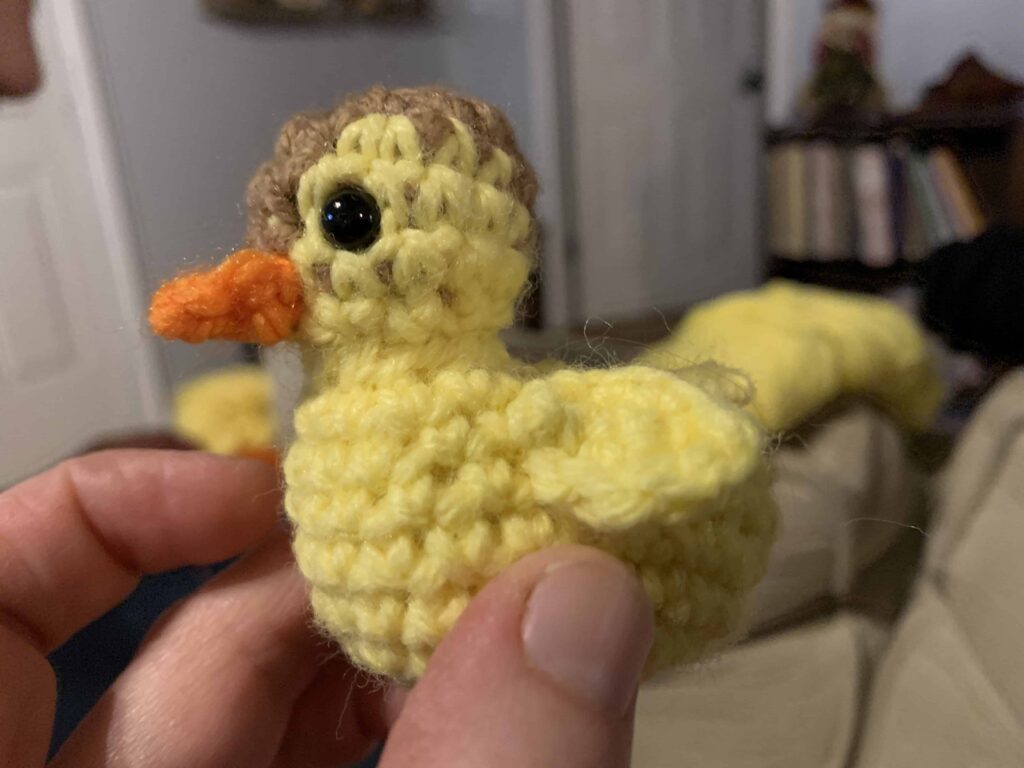yellow crocheted duck